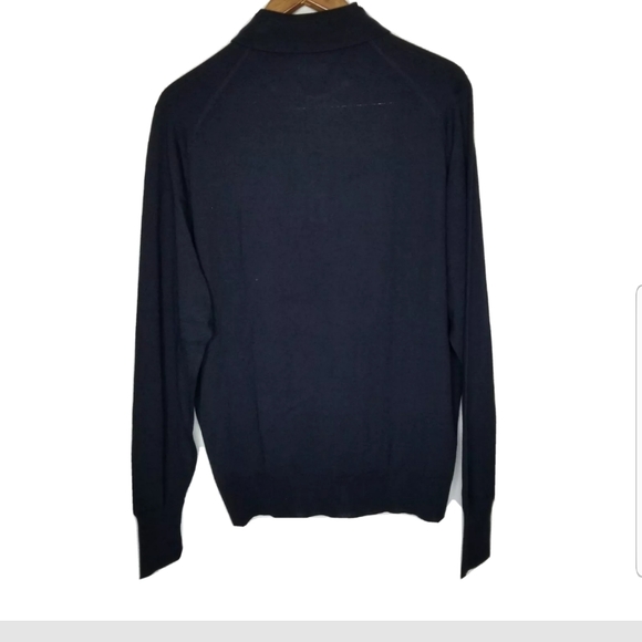 John Smedley Polo Longsleeves  Sweater Pure Wool Size XL Navy Blue - Picture 2 of 9